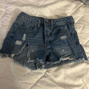 Distressed Blue Denim Shorts